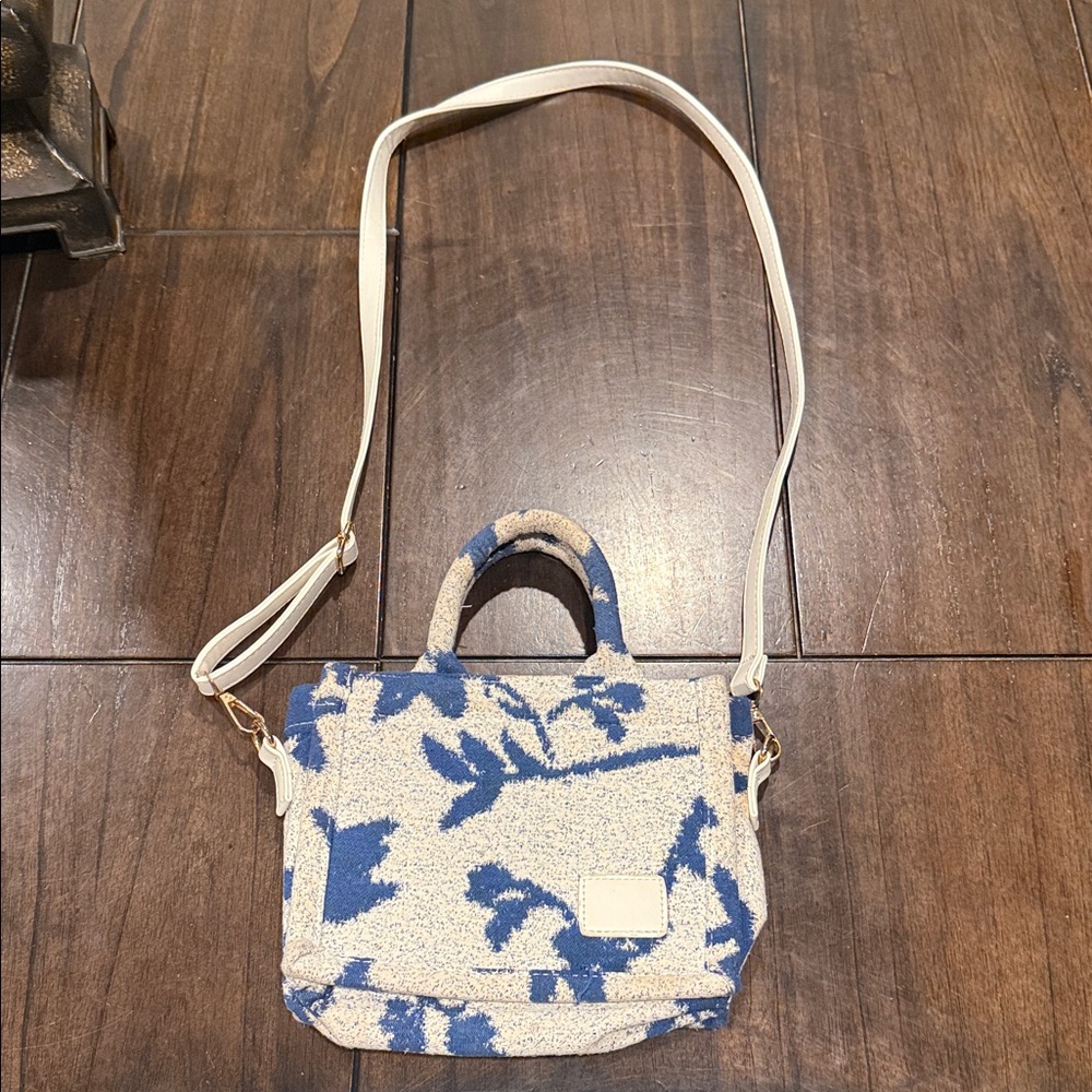 Blue and Cream Patterned Women's Bag